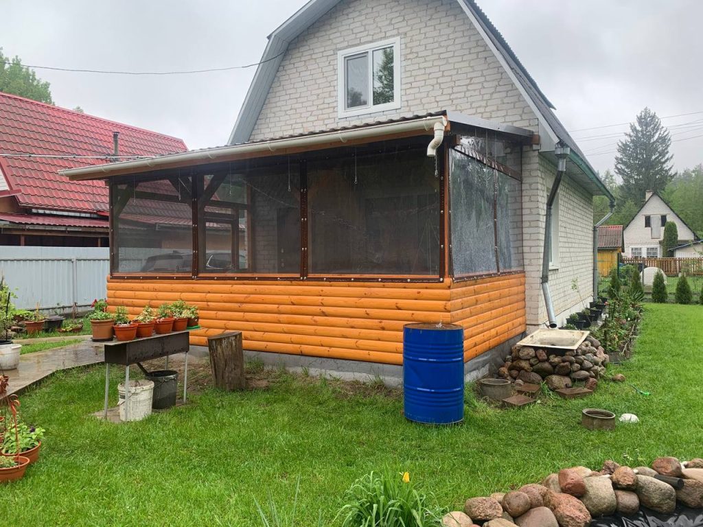 Мягкие окна на террасу с креплением французский замок